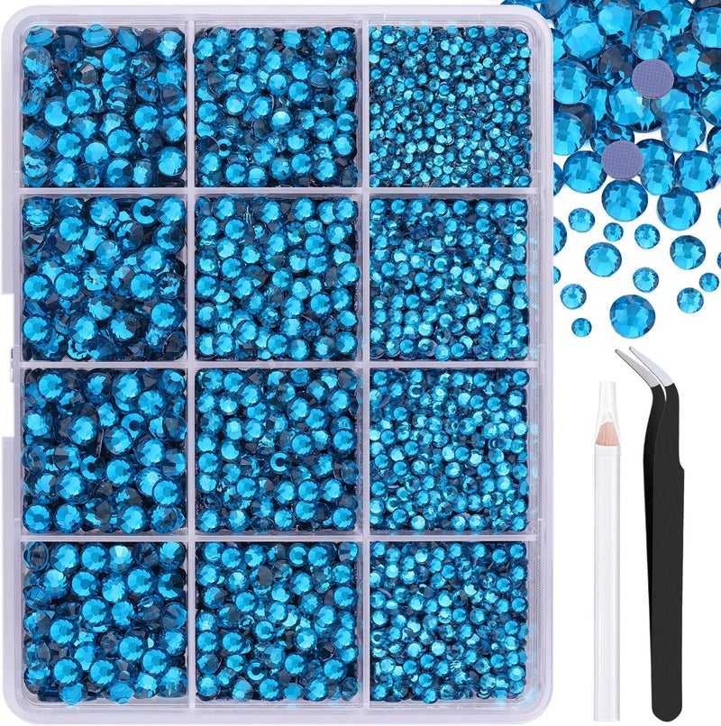 TINKRSTUFF 6800Pcs Hotfix Rhinestones for Clothing, Indicolite 2-5mm Mixed Sizes Iron On Flatback Glass Gems, Bedazzling Crystals Rhinestones for Crafting Hats Shoes Fabric Decor Nail Art - Image 1